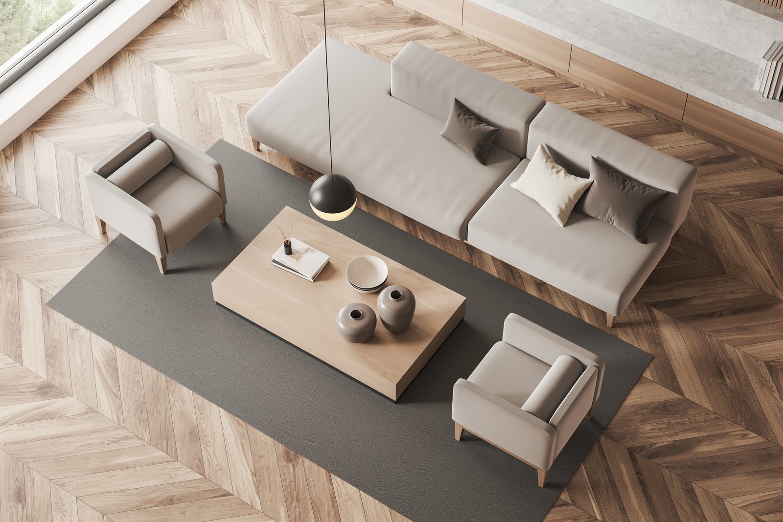 Living room with luxury vinyl plank (LVP)