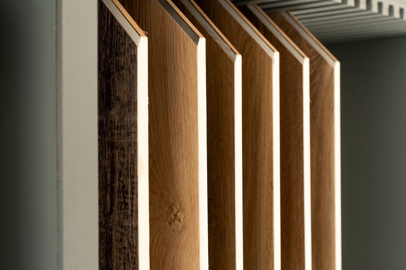 Luxury vinyl plank samples inside of a mobile showroom from Ryte Flooring.