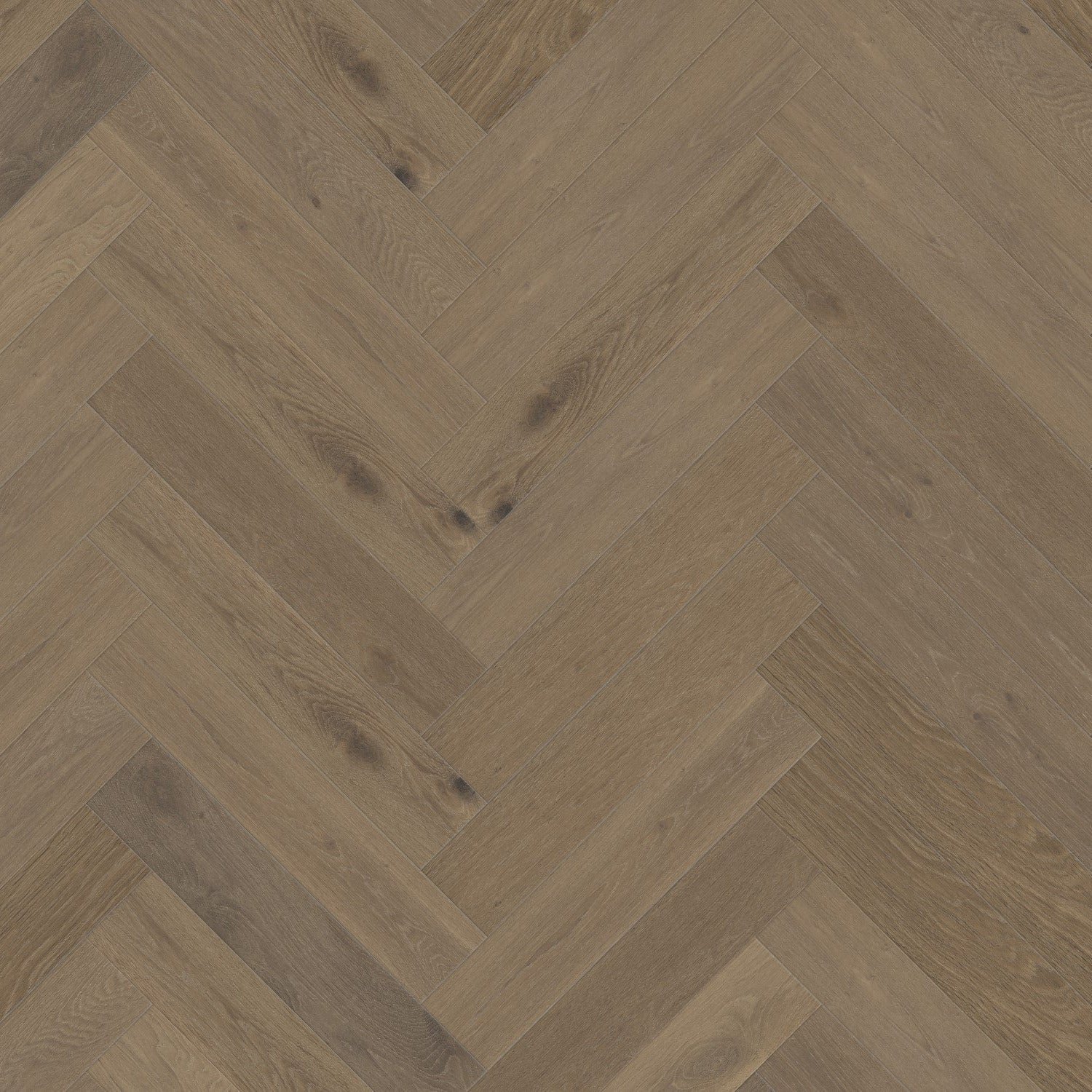Chaparral warm tan engineered hardwood herringbone flooring swatch.